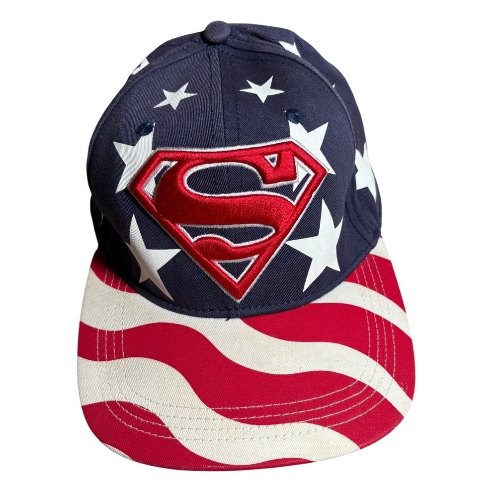 Superman Six Flags Hat Mens American Flag Stars Stripes Snapback Cap 4th of July